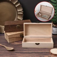 High Quality Rectangular Wooden Storage Box Retro Jewelry Box Desktop Organizer Wood Clamshell Container Wooden Gift Box 2