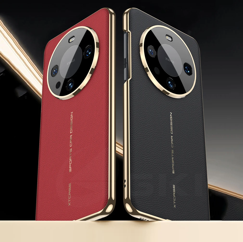 Original Case For Huawei Mate 60 50 Pro Luxury Plating Leather Camera Protective