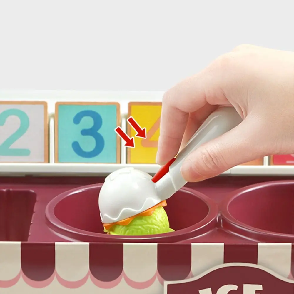 Plastic Kids Ice Cream Play Set Interactive Color Shape Pretend Play Food Toy Play House Recognition Math Learning Toy