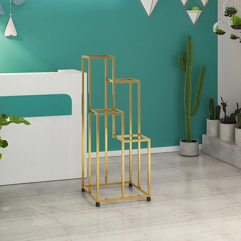 Nordic Multi-storey Mobile Iron Art Plant Stand Flower Shop Display Rack Home Living Room Balcony Pot Holder For Plants