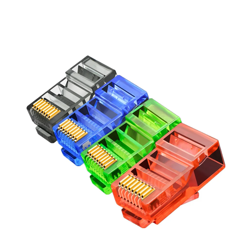 

50/100/200PCS RJ45 Ethernet Cables Module Plug Network Connector RJ-45 Crystal Heads Cat5 Color Cat5e Gold Plated 8p8c Adapter