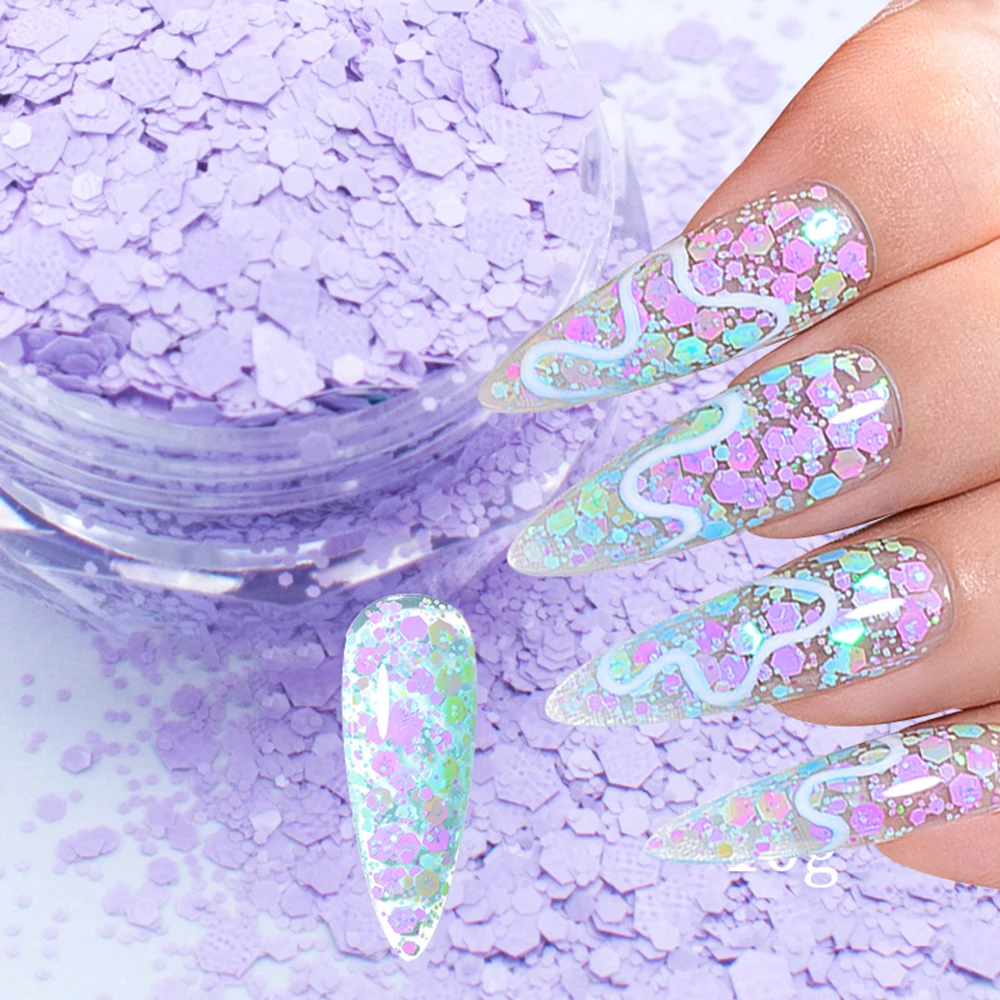 

10g Matte Fantasy Nail Sequins Powder Sparkly Lime Color Hexagon Glitter Sequins for DIY Toenail Manicure Salon Decorations