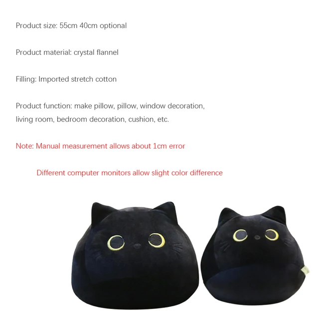 1PC 40cm/55cmToys 2022 Popular Black Cat Shaped Soft Plush Pillows Doll Lovely Cartoon Animal Stuffed Toys Girls Birthday Gifts 6