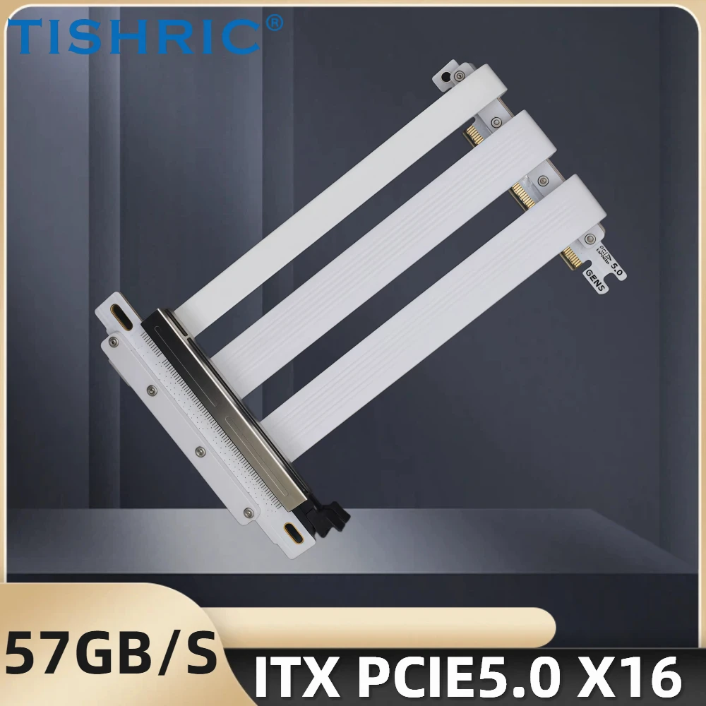 TISHRIC 18.5/20cm PCIE 5.0 PCIe 4.0 X16 라이저 케이블 듀얼 리버스 GPU 연장 코드 ITX 미니 섀시용 고속 연장기