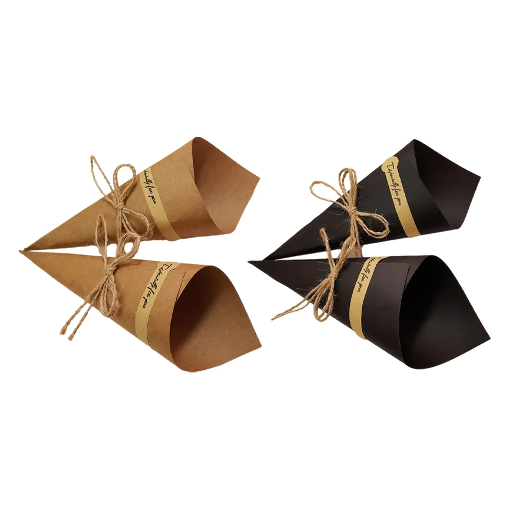 

50pieces Classic Kraft Paper Flower Holder For Wedding Decor Wedding Confetti Confetti Cones