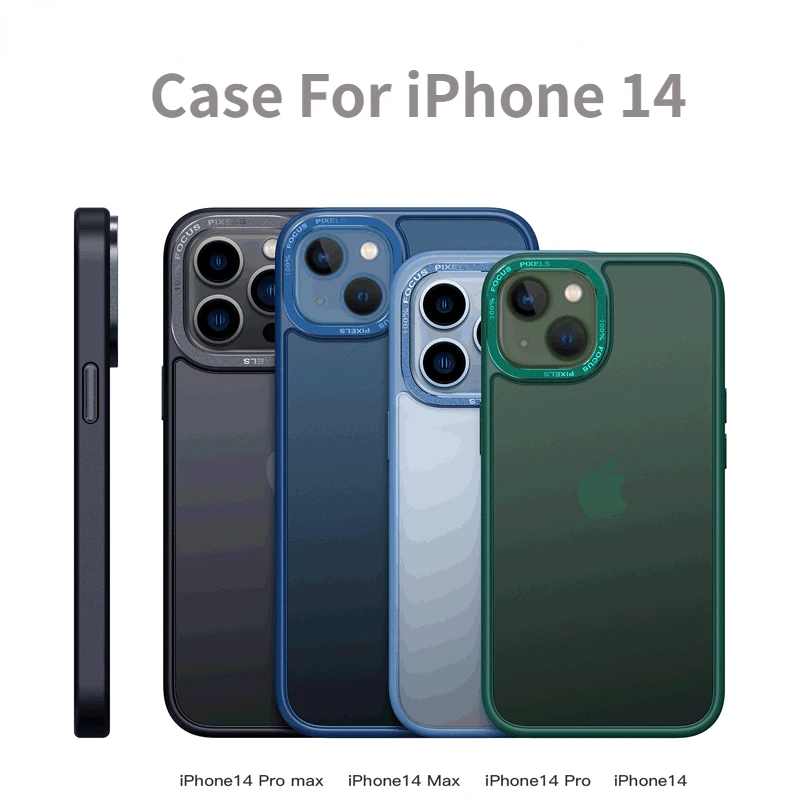 

Translucent Color Border Phone Case for Iphone14 Case, Iphone14 plus 14pro 14pro Max Case,TPU Material Metal Button