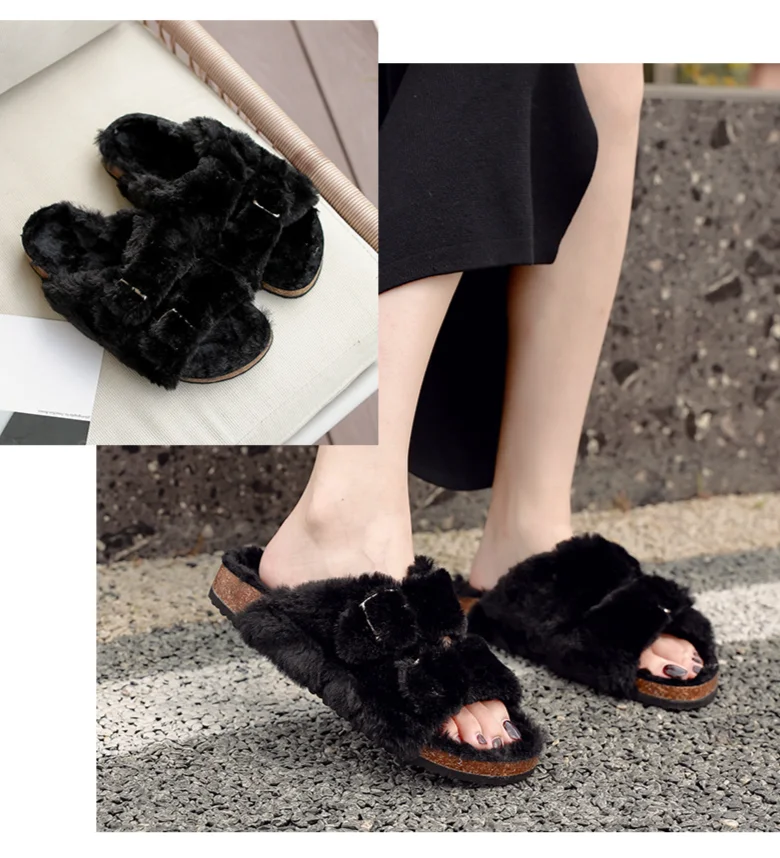 Scarpe da interno antiscivolo leggere per interni primavera autunno regolabili in pile da donna_voghion.com