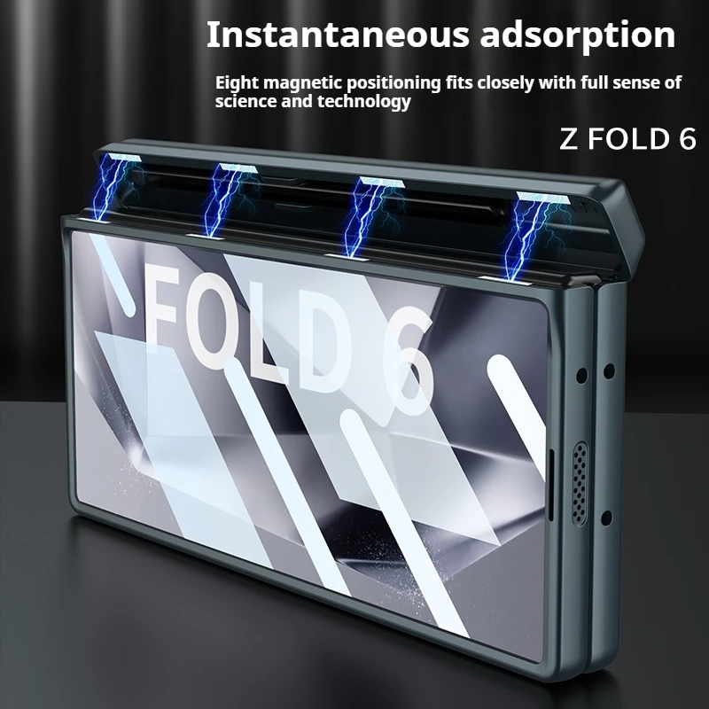 Coque arrière rigide en polycarbonate givré pour Samsung Galaxy Z Fold 6 5 4 3 avec boîte à stylo magnétique et support de téléphone, film d'écran en verre_voghion.com