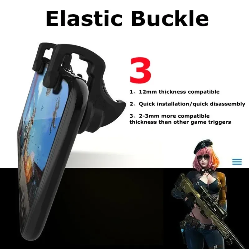 LY 2Pcs 휴대 전화 4 손가락 물리학 게임 트리거 PUBG 목표 슈팅 L1R1 IOS 안드로이드 7-12mm 장치에 대 한 ABS 합금 키 버튼