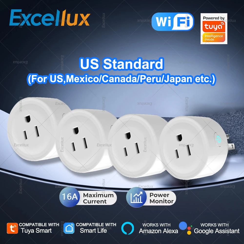 ปลั๊กไฟอัจฉริยะ Tuya Smart WiFi 16A มาตรฐานอเมริกา แคนาดา ญี่ปุ่น ปลั๊กไร้สายพร้อมระบบตรวจสอบพลังงาน ใช้ได้กับเครื่องใช้ไฟฟ้าภายในบ้าน ทำงานร่วมกับ Alexa 1