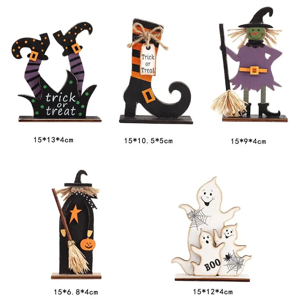 Wooden Halloween Decorations Pumpkin Ghost Bat Ornaments