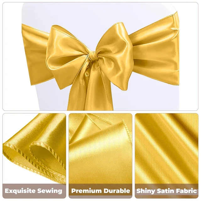 Ceintures de chaise en Satin pour mariage, nœuds, rubans de chaise améliorés, pliables, pour Banquet de mariage, fête de noël, douche, événements, décoration 3