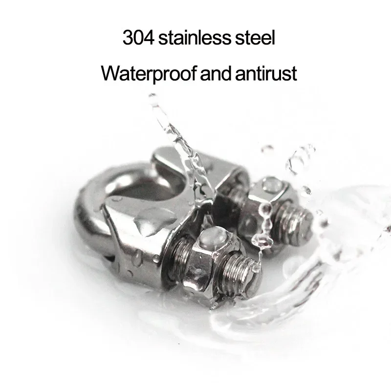4pcs M2 To M8 Waterproof 304 Stainless Steel Wire Rope Clamp Nut & Bolt Sets U-Shaped Chuck Tie Buckle Clip Rustless