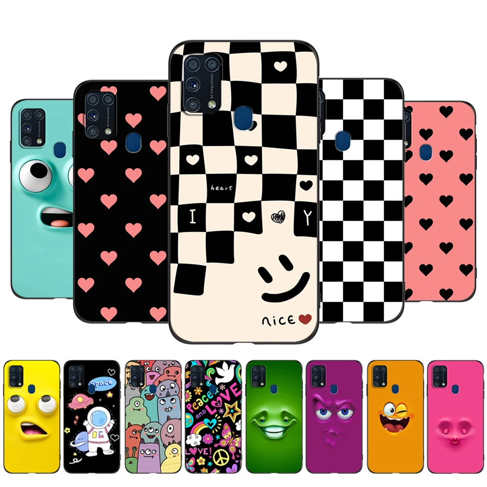 Per Samsung Galaxy M31 4G Cover Posteriore Custodia M 31 M315 Custodia In Silicone Nero Tpu Cute Funy