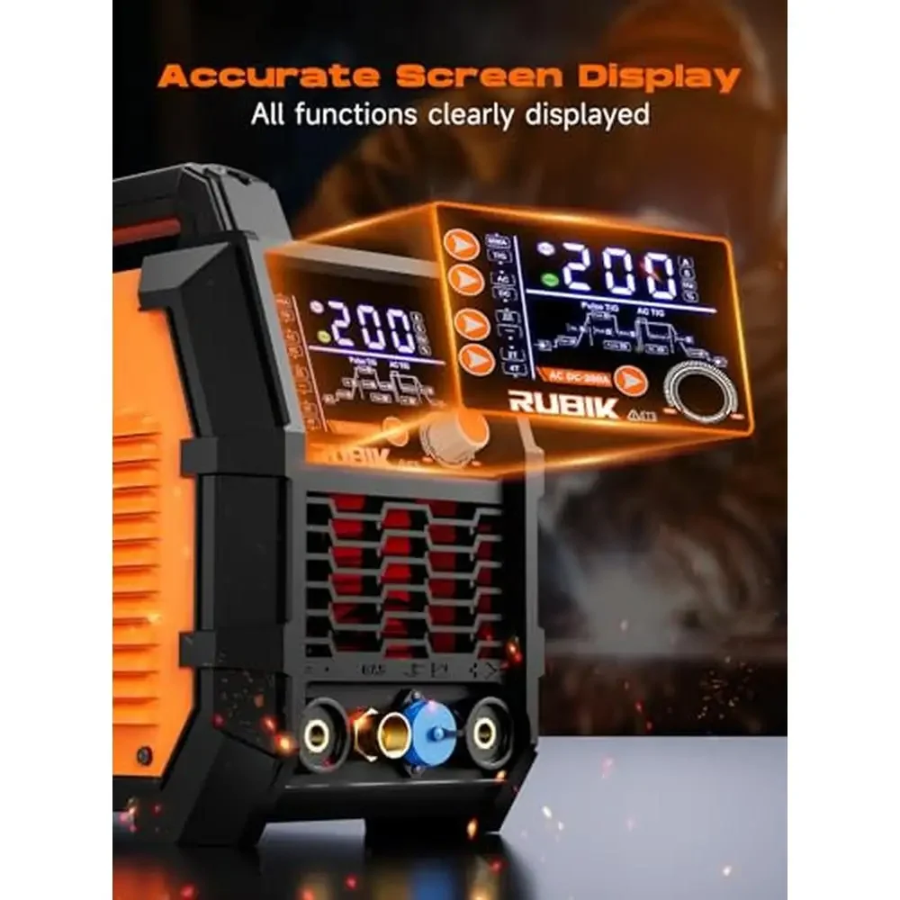 ACDC 200A TIG Welder 6in1 Aluminum Welding Machine MMA Stainless Steel Pulse Inverter 110V/220V 3