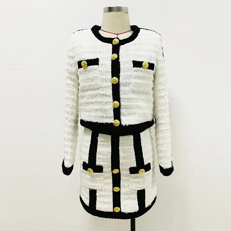 

Winter Tweed Women Suit Skirt Set Winter Jacket Female Spring Office Lady Business Work Wear Formal Wedding Coat Prom Dress
