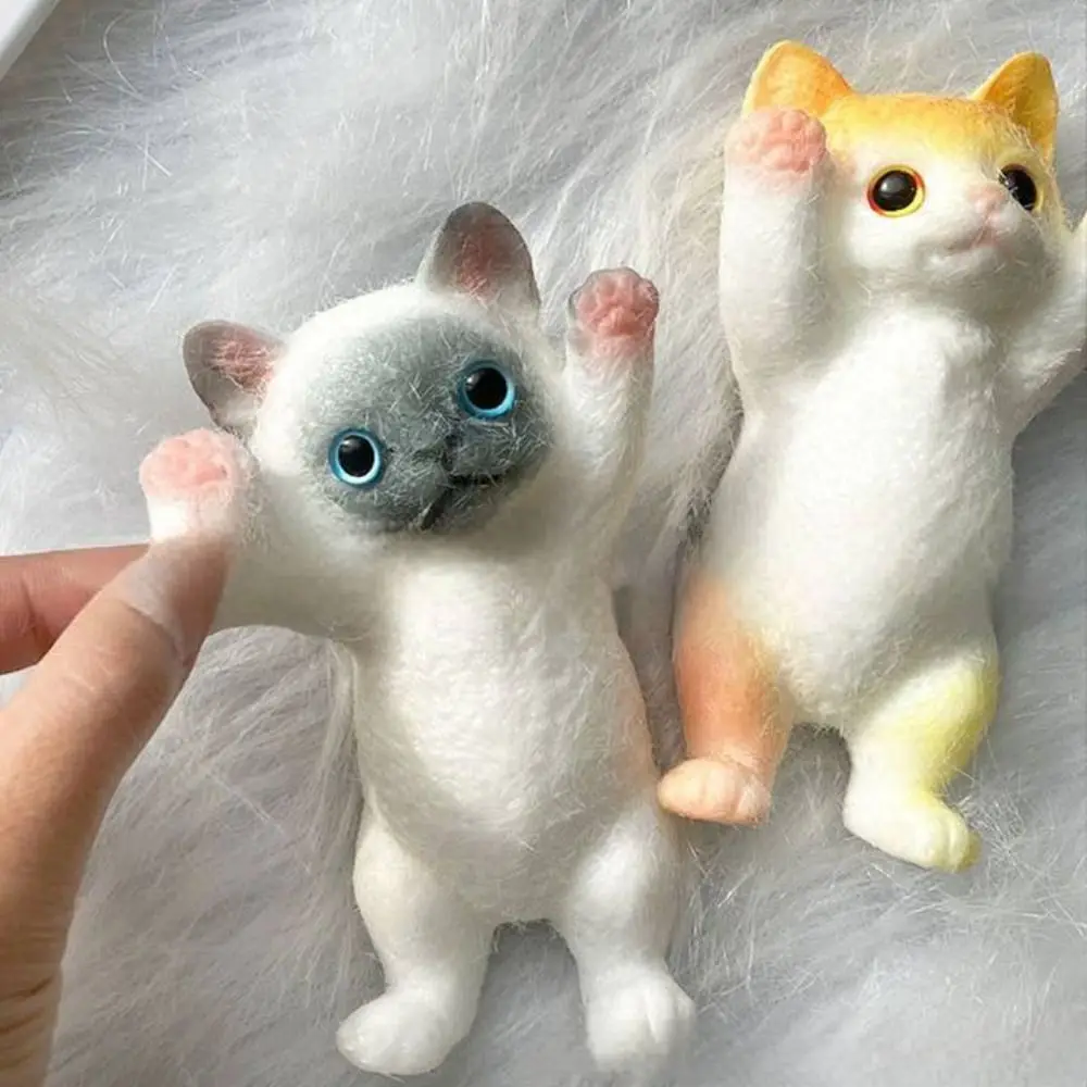 Novelty Slow Rebound Cat Doll Squeeze Toy Cartoon Colorful Simulation Cat Squeeze Toys Soft Mini Cat Fidget Toy for Kids 2