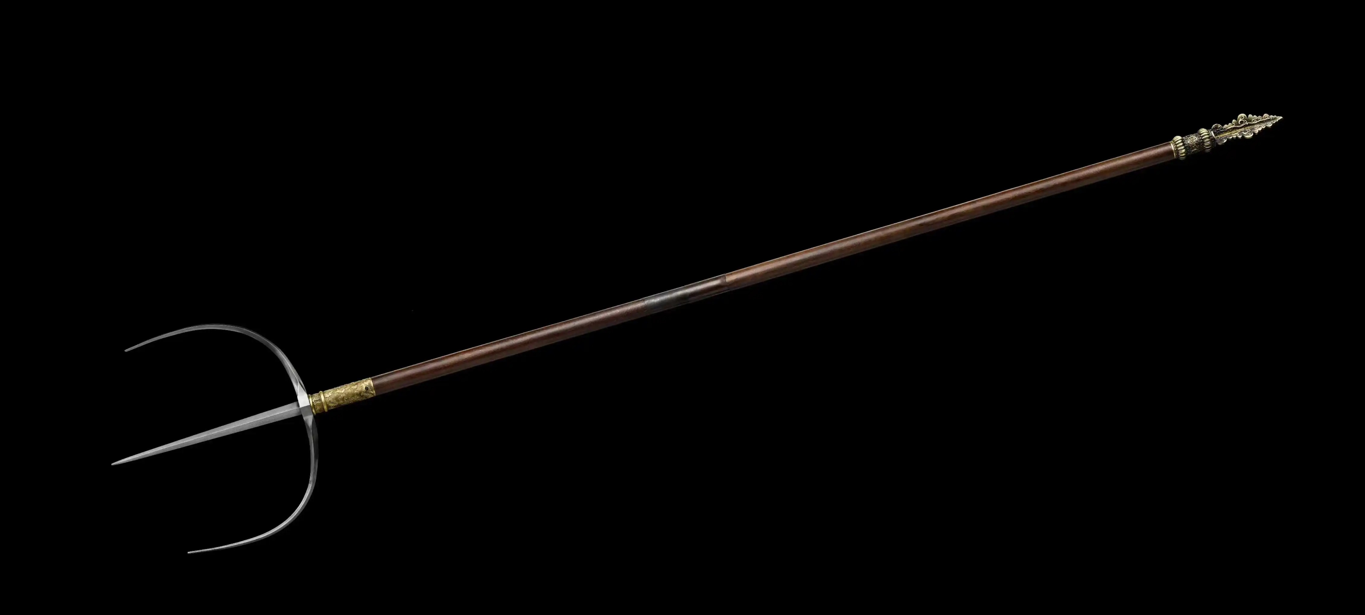 Collectible Kungfu Film Damascus Steel Wushu Long Weapon Southern Tiger Fork