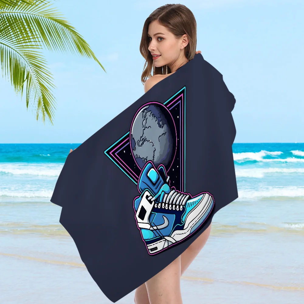 Fashion Basketball Shoes Sneakers Logo Microfiber Beach Towel Absorbent Quick dry Yoga Swimming Resort Mountain Climbing Towel 6