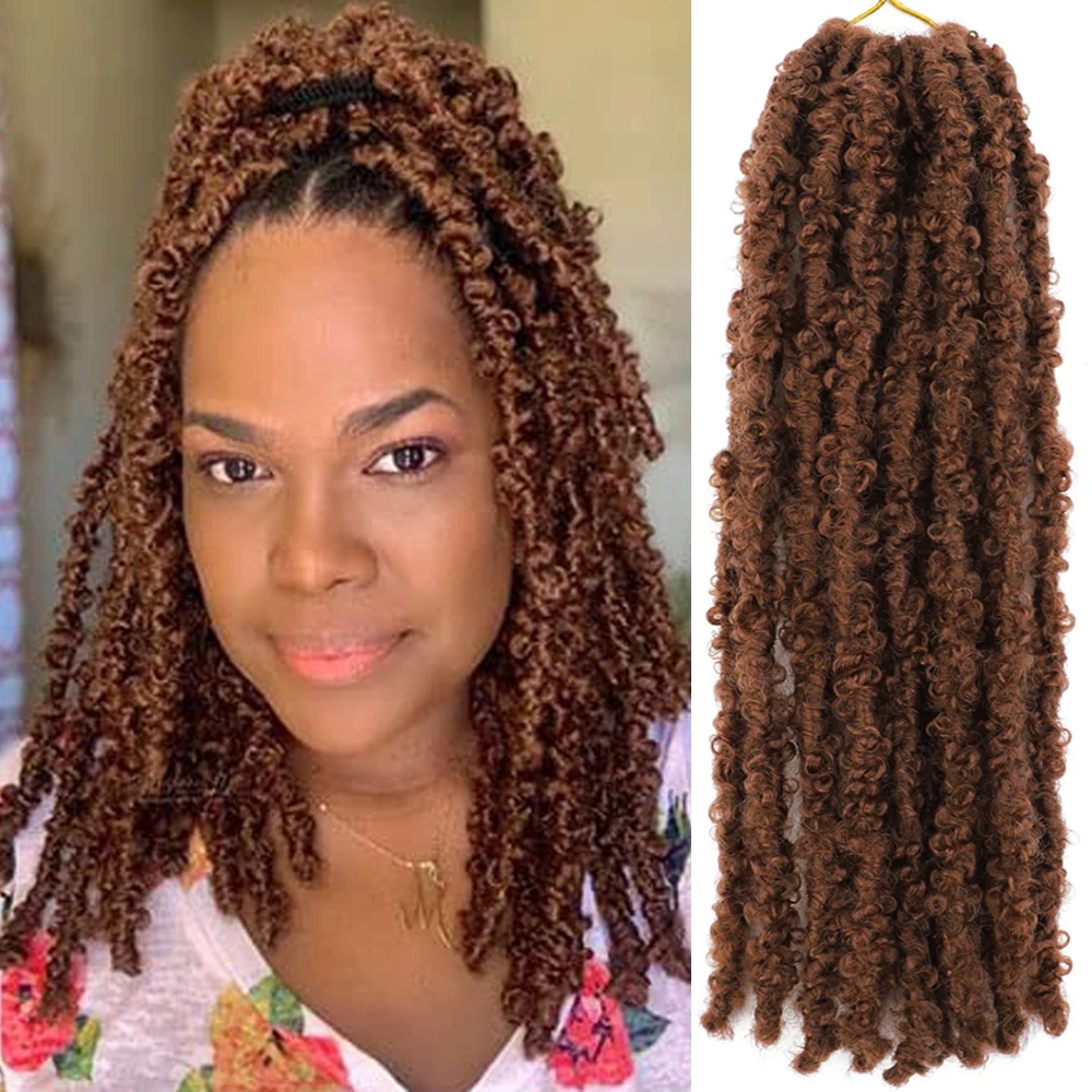 12 14 inches Real Butterfly Locs Bob Crochet Hair Natural 1B 4 27 30 613 Blond Burgundy 350 Colored Distressed Faux Locs Hair 5