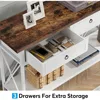70.8" Console Table with 3 Drawers, Farmhouse Entryway Table with Storage Shelf, Narrow Long Sofa Foyer Table ,  (White/Brown) 5