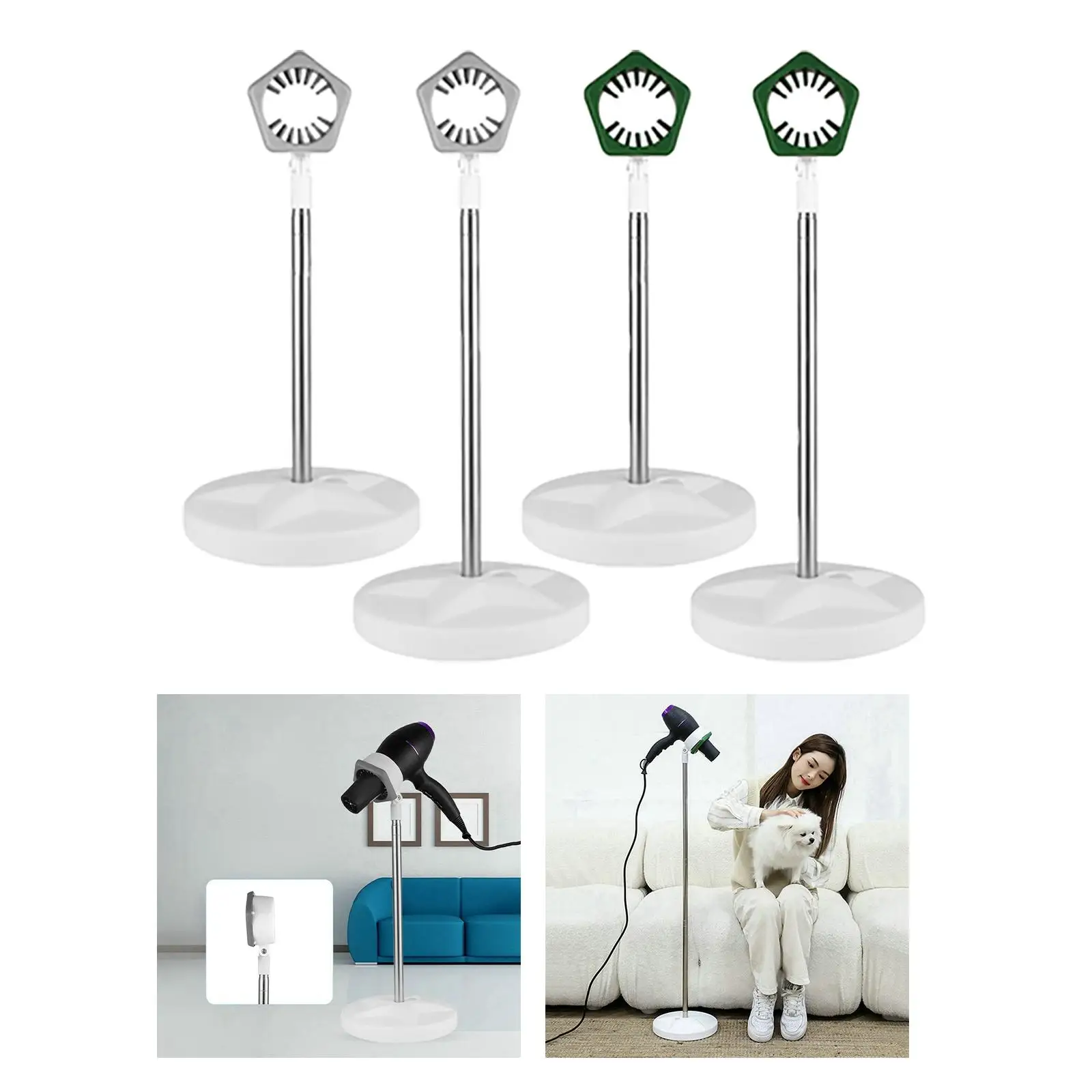 Hair Dryer Stand Holder hair dryer holder hair tool holder Adjustable Height Floor Standing Home Blow Hair Dryer Bracket Stand Rack for Pet Grooming Care Tool
