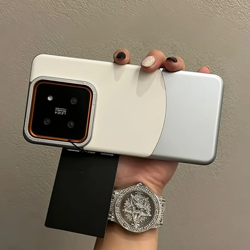 Luxury Double Color Plain Leather Matte Phone Case with Metal Lens Protection and Hybrid Shockproof Design