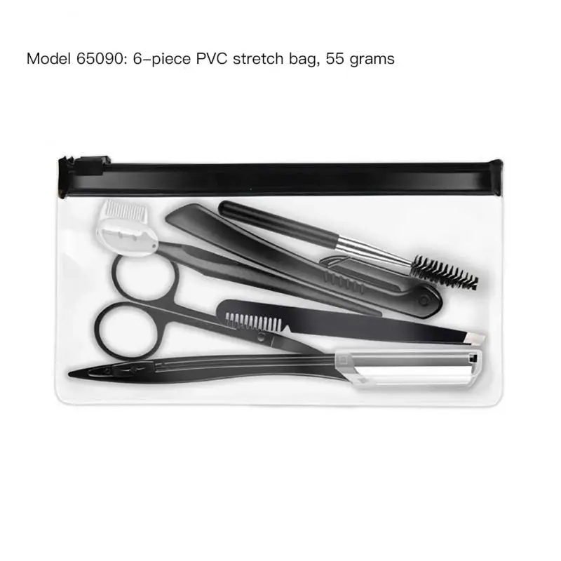 Eyebrow Trimmer Kit with Scissors Comb Razor Tweezers Eyelash Brush for Face