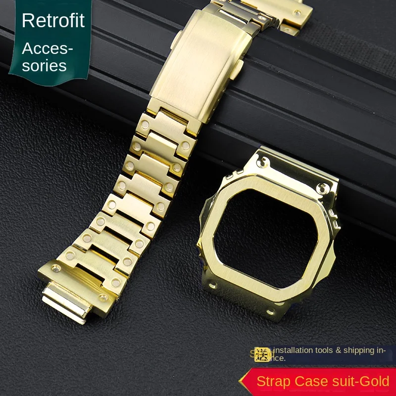 thumbnail image 1 of Kit de modificación DW5600 para Casio3229 DW-5600 5610 caja + correa Modificación de caja de metal para hombres GW-M5610 GW-B5600 Caja con correa de acero inoxidable, 1 of 5