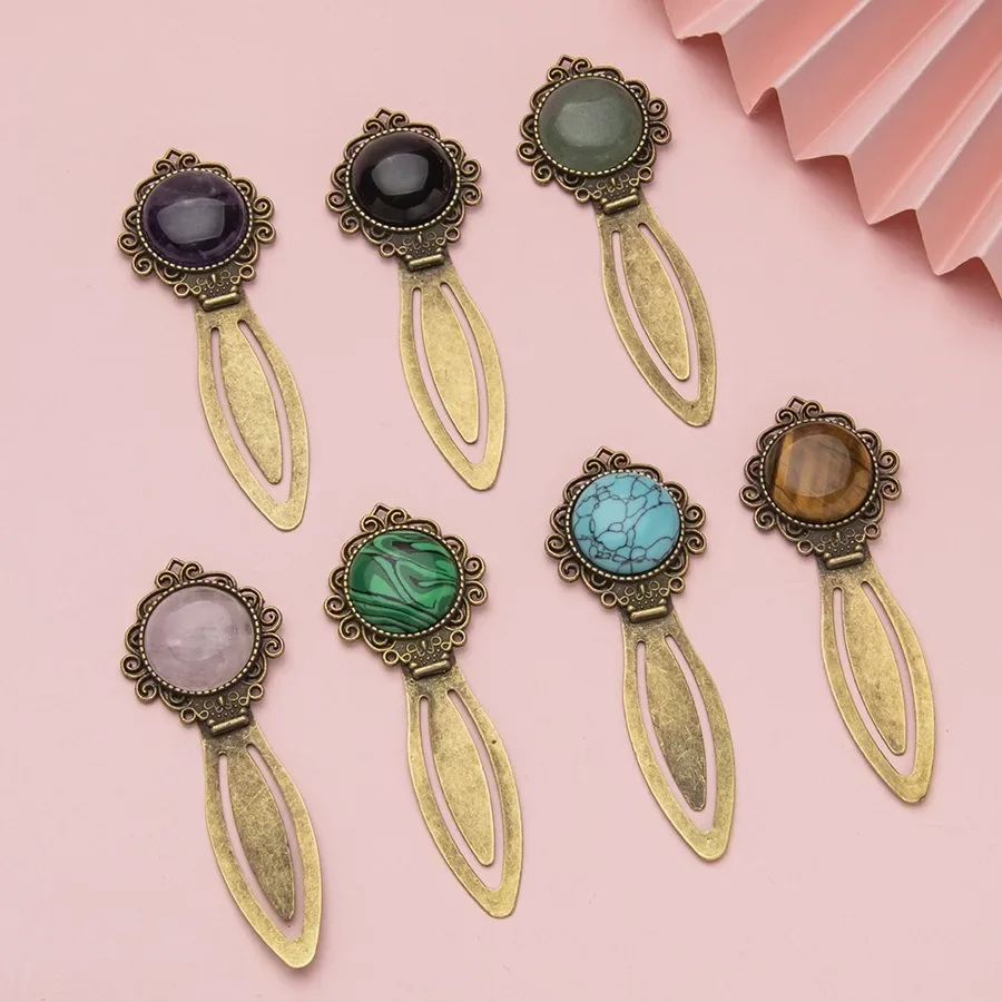 빈티지 청동 책갈피 정교한 보석 장식 북마크 독서 클립 책 페이지 표시기 학교 사무용품