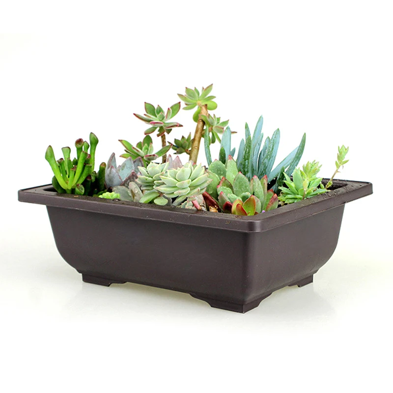 1Pc Flower Pot Imitation Plastic Balcony Square Pots Flower Bonsai Bowl Nursery Basin Planter Imitation Rectangle
