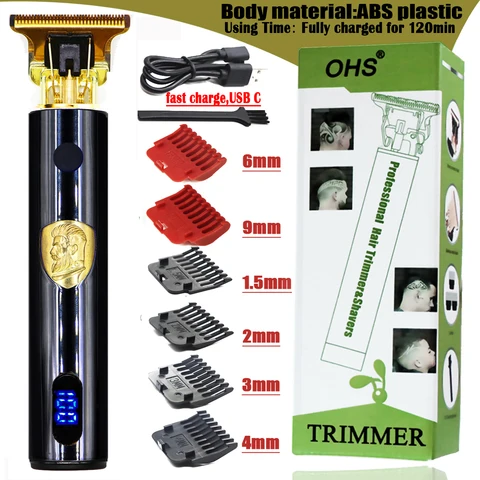 T9 0mm Professional Hair Clipper Electric Rechargeable Men Hair Shaver Beard Trimmer Beard Barber Hair Cut Cutting Machine