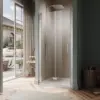 Pivot Shower Door Frameless Bi fold Shower Glass Door Clear Glass Hinged Shower Door Chrome Finish Hidden Seal Strip 1
