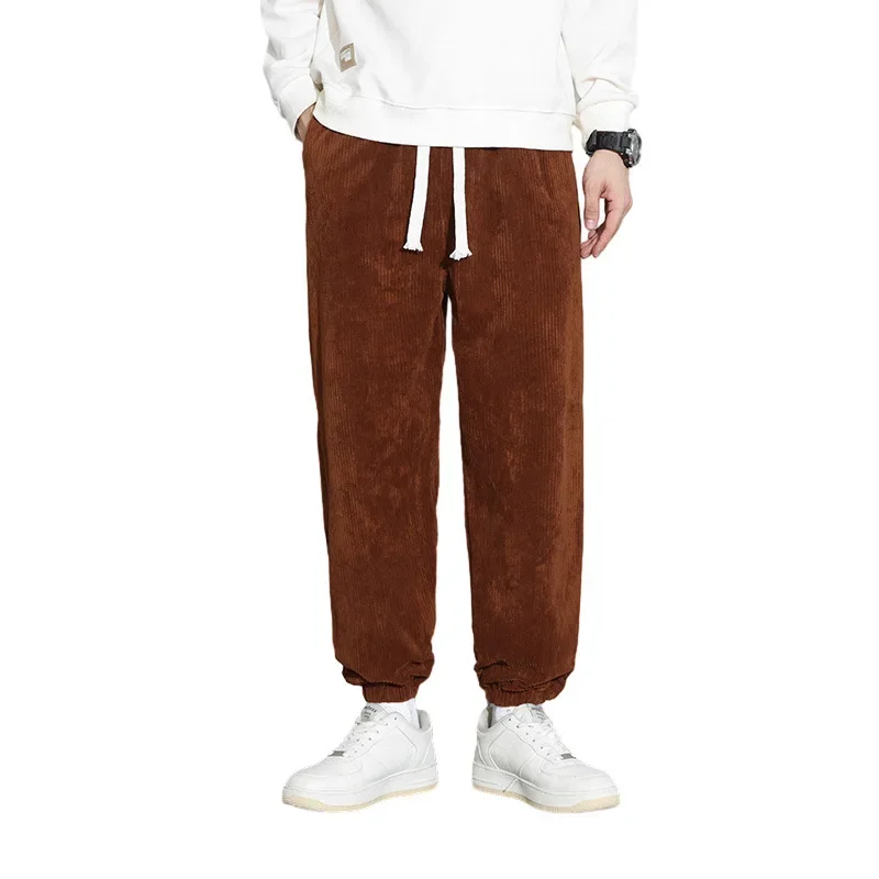 Men's Corduroy Harajuku Pants Loose Fit Trendy Spring Autumn Skateboard Sport Long Trousers Comfortable Casual Loose Leggings