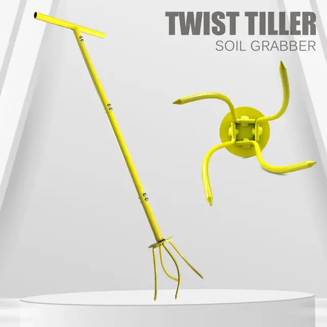 Talajfogó T-Fogantyú Csavaró Tiller Állítható Magasságú Udvar Kerti Kézikönyv Talajkaromtermelő Ültetési Szerszám Háztartási Készletek - Image 3
