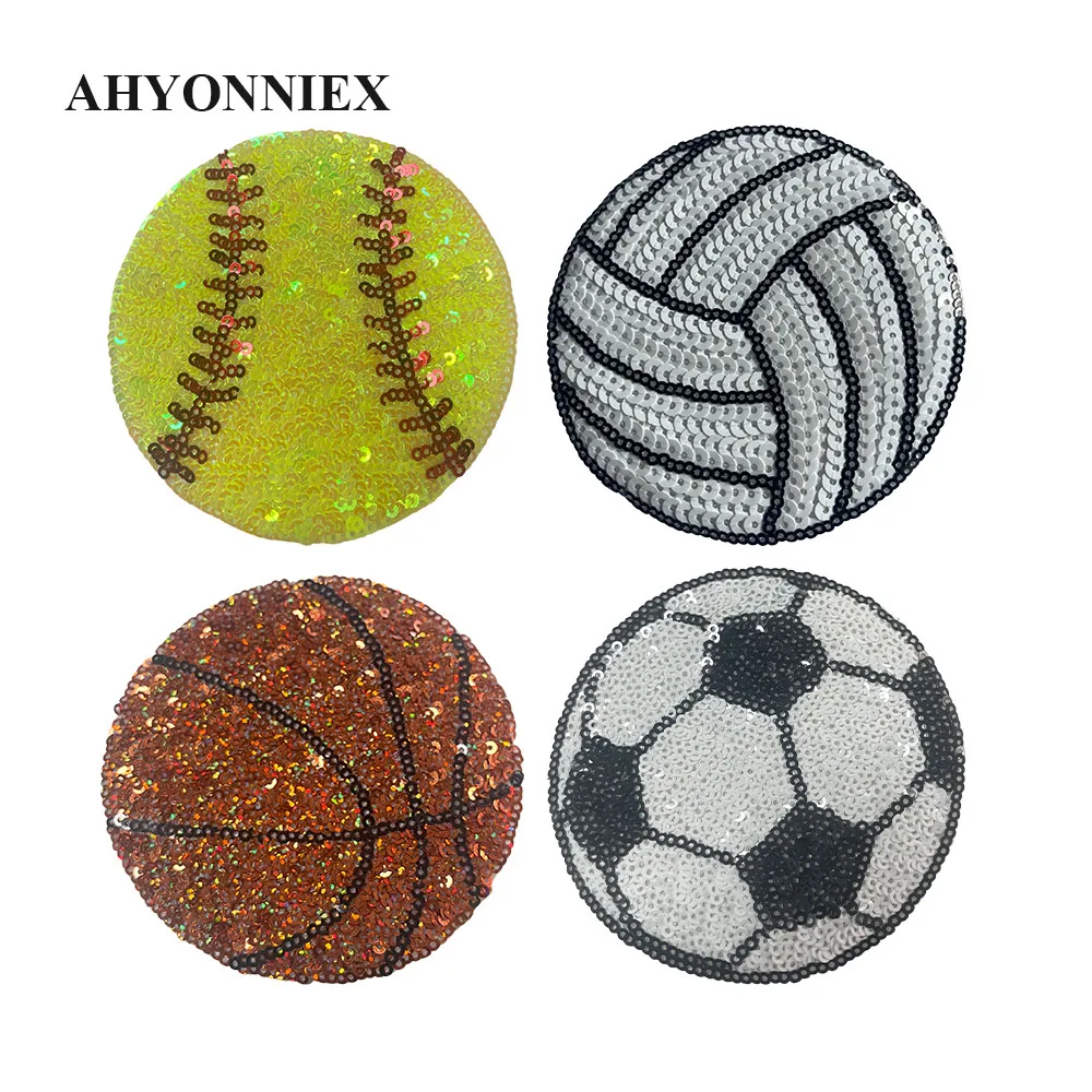 1-teilige niedliche Cartoon-Fußball-Basketball-Baseball-Pailletten-Kleidungsflicken für Kleidung, Parch-Aufkleber zum Aufbügeln mit Pailletten – Detail 9