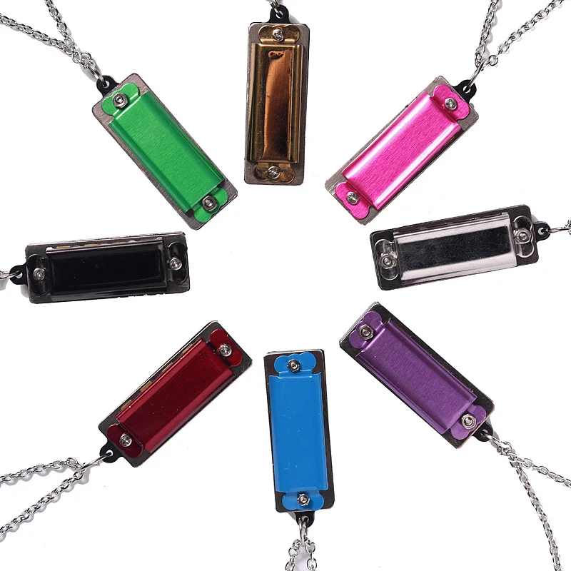 1Pcs Mini Harmonica Necklace 4 Hole 8 Tone Portable Music Instrument Children's Gift with harmonica necklace