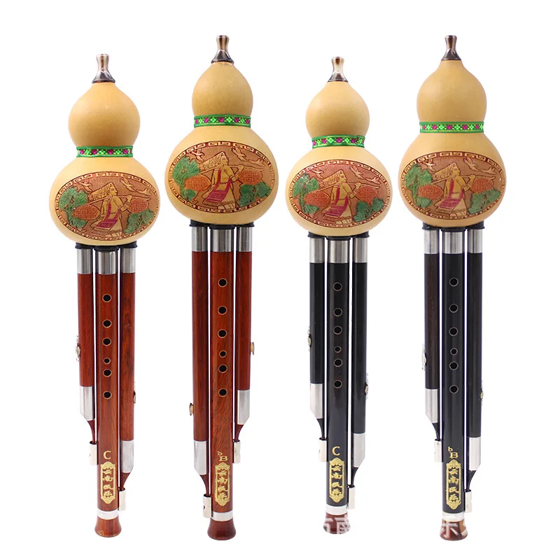 Hulusi 3-Tone C-Tune Flute Woodwind Instrument B-Tune Hulusi Traditional Chinese Musical Instrument With Special Box