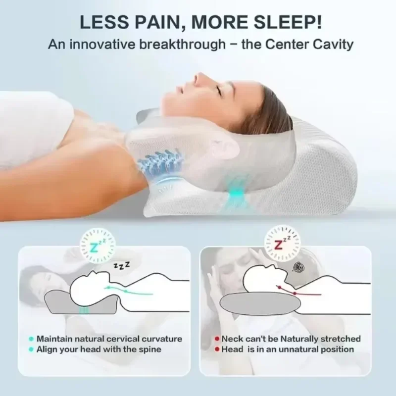 Butterfly Ortho Cervical Pillow Memory Foam Neck Support Slow Rebound Ergonomic Design for Back & Side Sleepers neck pillow sleep pillow