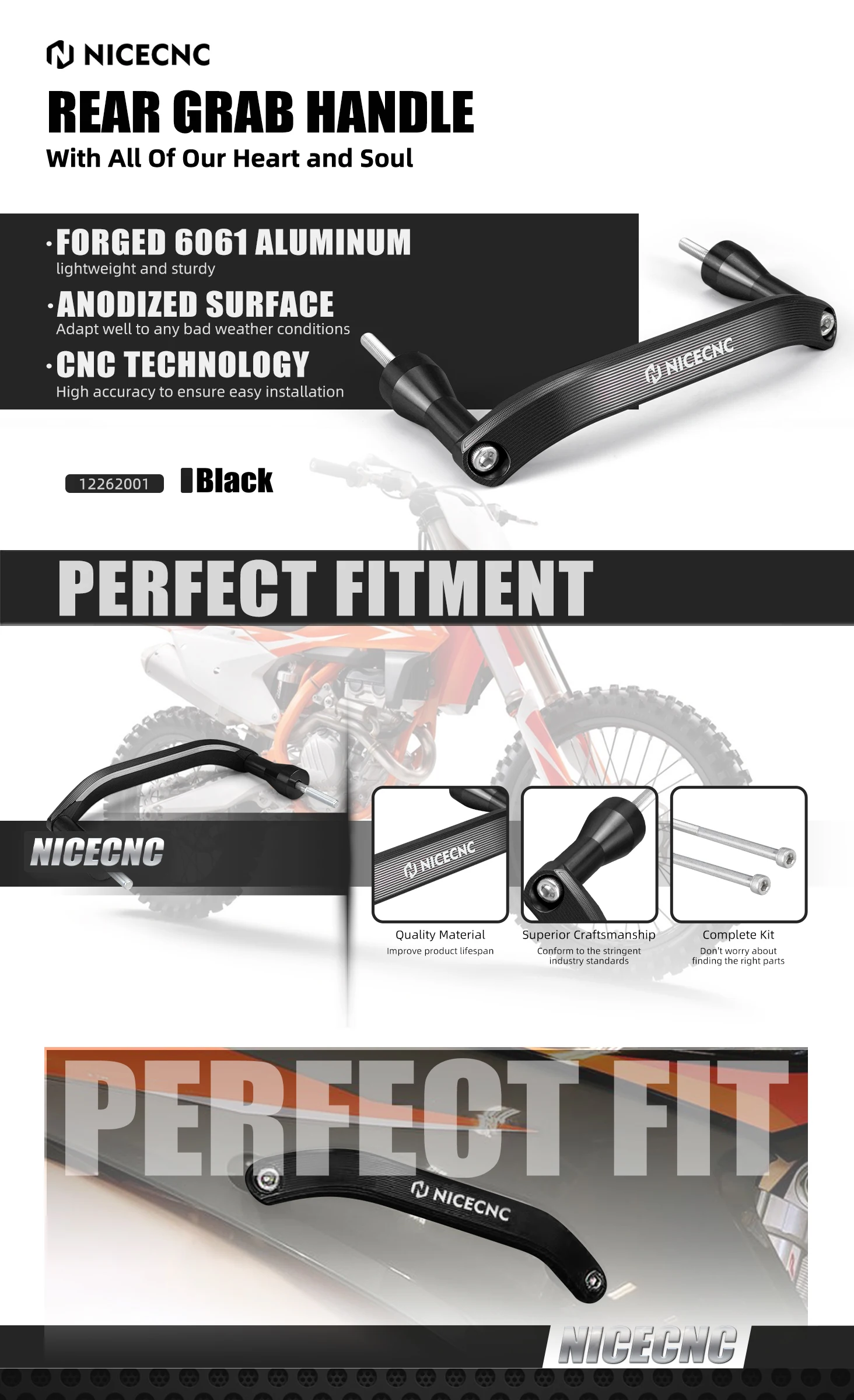 (EU-Lager) Für KTM EXC 300 EXC-F 350 SX 125 SXF 450 XCW TPI 2020-2023 Husqvarna TE300 GasGas EC300 Aluminium-Heckgriffstange – Detail 1
