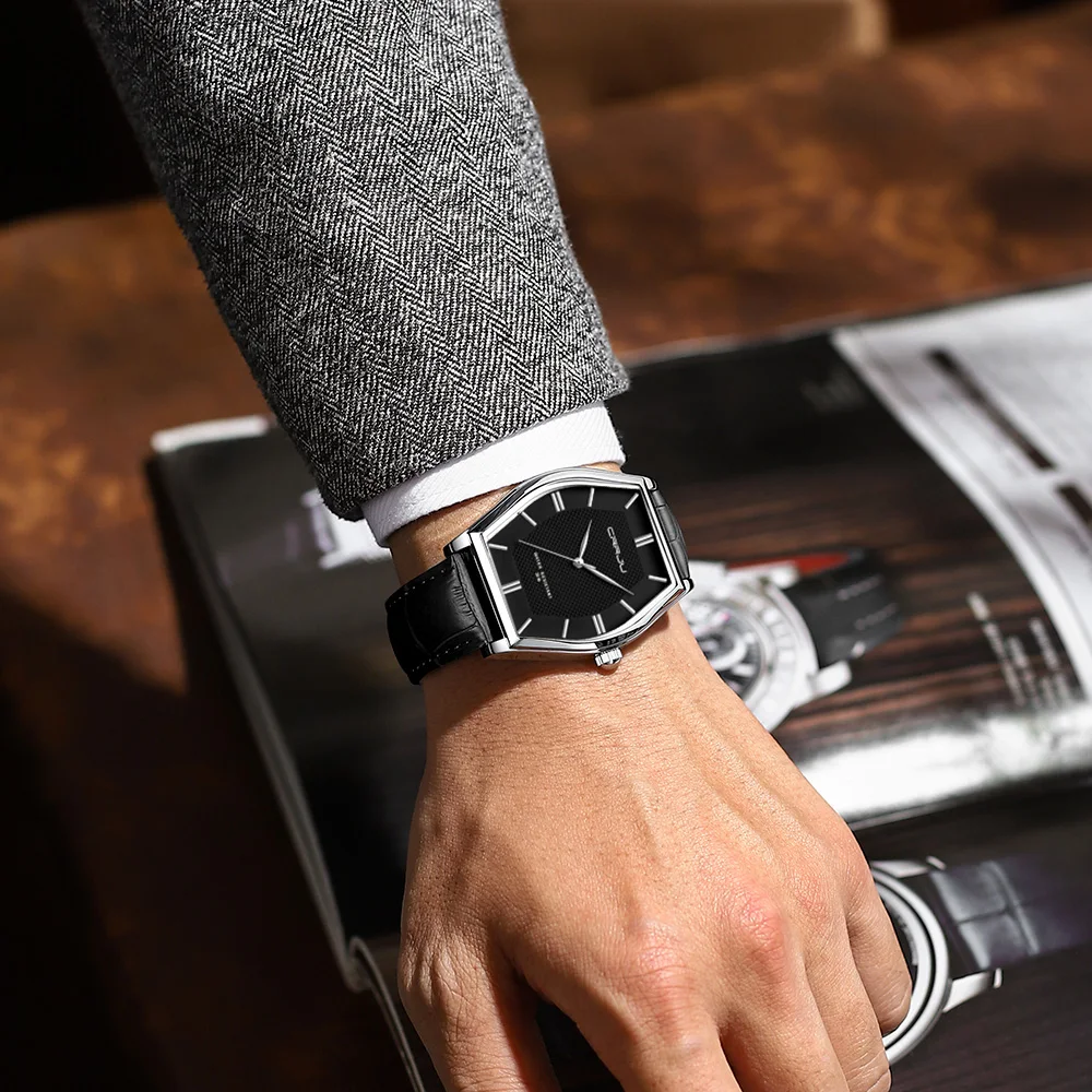 Orologio da uomo giapponese al quarzo con cinturino in pelle sottile in maglia di acciaio impermeabile_voghion.com