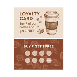 30 - Pack Double - Sided Coffee Shop Loyalty Discount Cards (B)