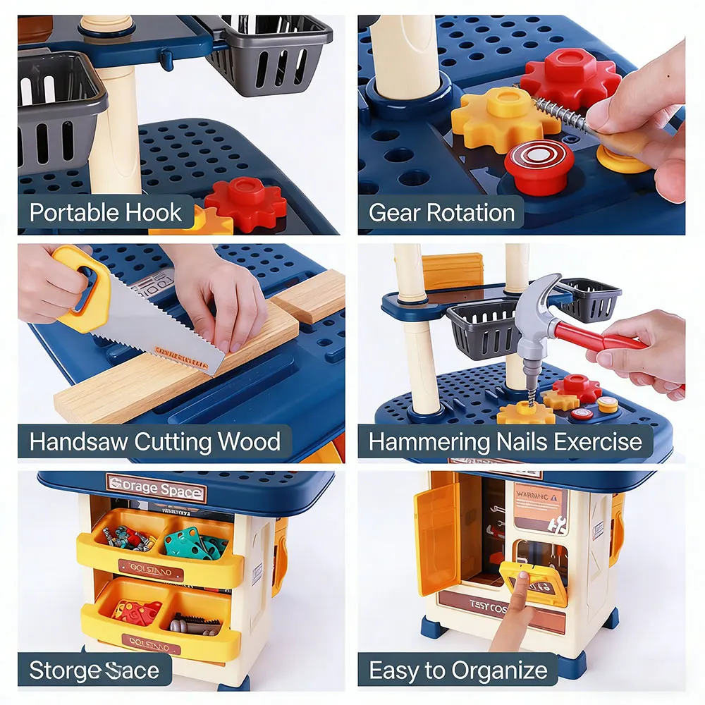 소년용 시뮬레이션 전동 드릴 양면 드라이버 작업대 조립식 교육용 조립 블록 도구 세트 장난감
