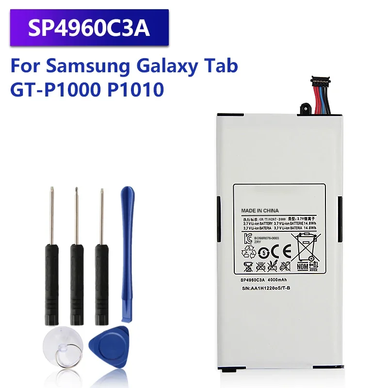 

Сменный аккумулятор SP4960C3A для Samsung GALAXY Tab GT-P1000 P1010 P1000, аккумуляторная батарея для планшета 4000 мАч