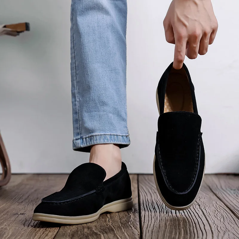 Men's Casual Shoes Cow Suede Genuine Leather Men Classic British Style Loafers Moccasins Mens Light Comfortable Driving Flats 4