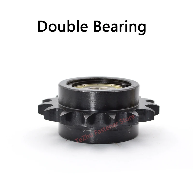 1pc 13T-19T 08B Sprocket with Bearing 13 15 17 19 Teeth Idler Sprocket Drive Chain Gear Bore 10 12 15 17 20mm 45# Steel Blacken