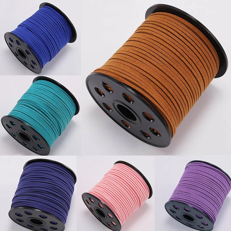 2.5mm 10m Suede Leather Cords Artificial Leather Flat Thong Cord Bracelet Necklace Findings Rope String For Jewelry DIY Making