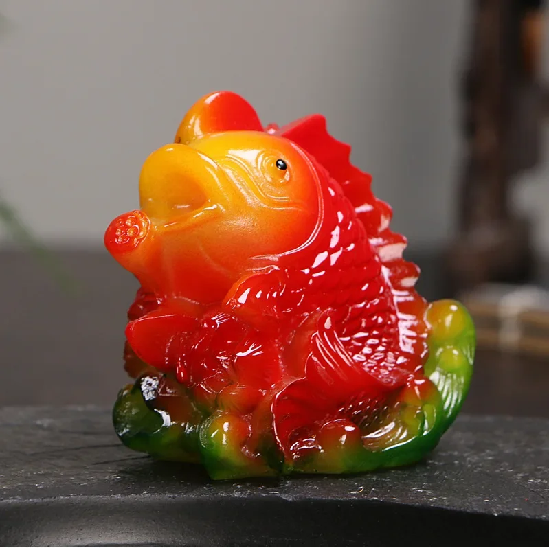 Resin Color-Changing Beautiful goldfish Figurine,Chinese handicrafts Tea pet,,Tea accessories, Feng Shui Home Ornaments