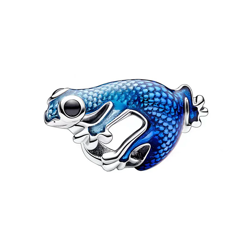 

Fit Pandora Metallic Blue Gecko Charm for Jewelry Making Cute Animal Enamel Beads DIY Women Bracelet Accessories Girls Bangles