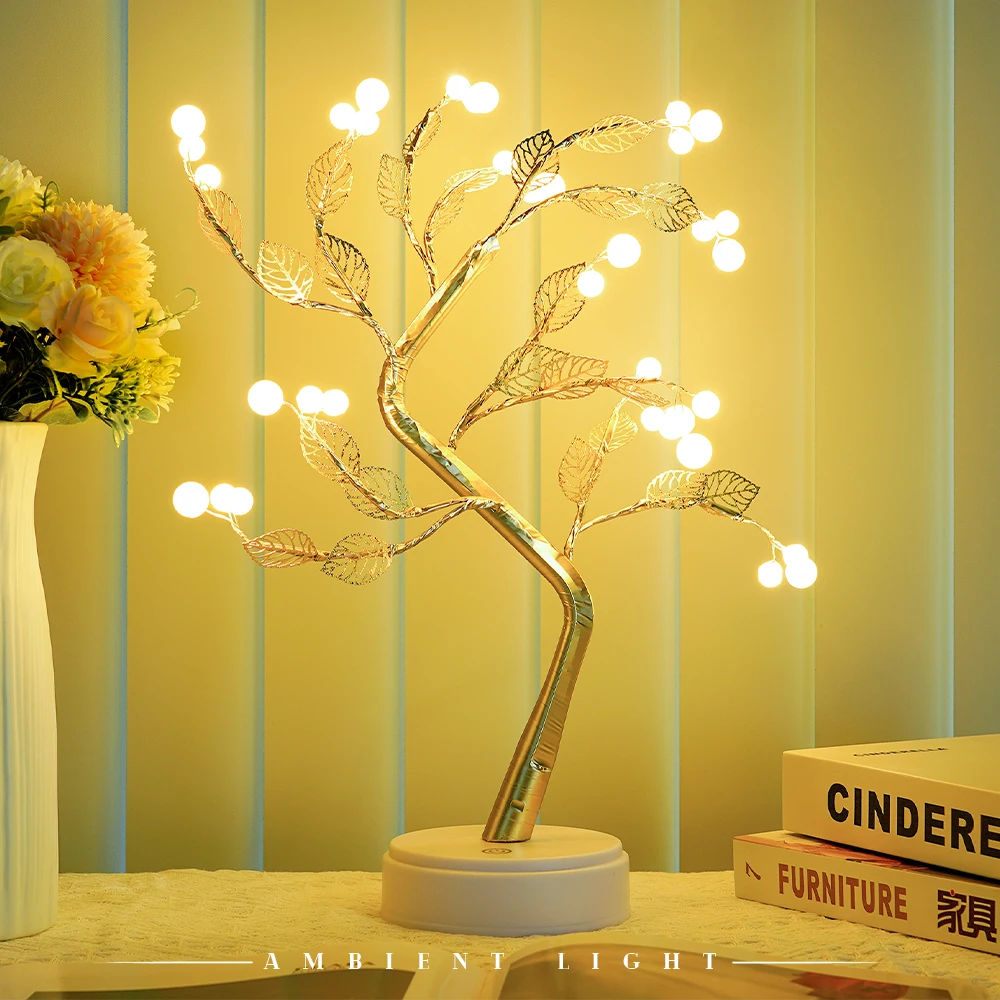 Led-Tree-Table-Lamp-Copper-Wire-Lamp-USB-Luminous-Pearl-Tree-Branch ...